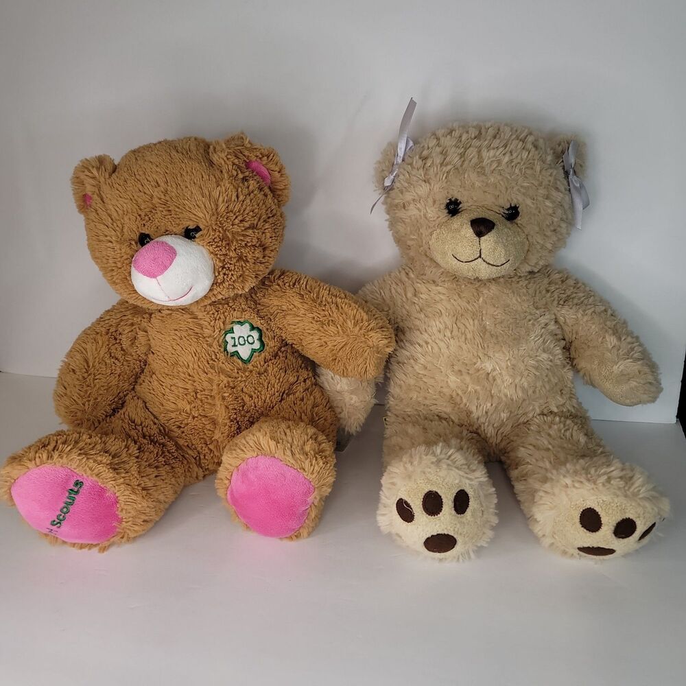 Build-A-Bear Plush Lot of 2 2012 Girl Scouts 100th Anniversary & 2009 Curly Bear
